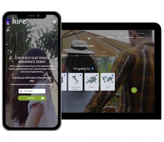 rife app interface on mobile and desktop